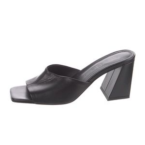 Aeyde black leather block heel slides 37